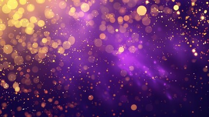 Abstract purple background with gold particle and glitter 