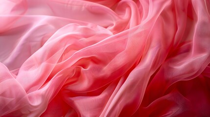 Pink lightweight fabric mesh, texture of the fabric, beautifully draped background.