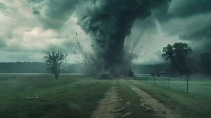 a major tornado disaster is gripping and real - obrazy, fototapety, plakaty