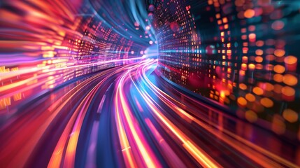 Fototapeta premium Abstract technology background of high speed global data transfer.