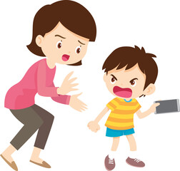 parent angry scold kid mobile phone addicted