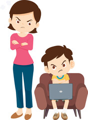 parent angry scold kid mobile phone addicted