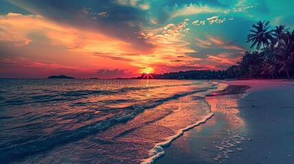 Amazing sunset luxury tropical panorama