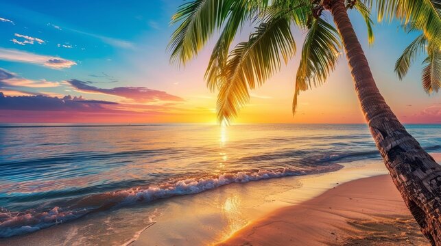 Amazing sunset luxury tropical panorama