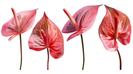 Anthurium Collection: Vibrant Tropical Flowers in Digital Art, Isolated on Transparent Background - Stunning Botanical Illustrations for Graphic Design and Decorative Compositions!