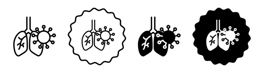 Pneumonia bacterium icon logo set vector - obrazy, fototapety, plakaty