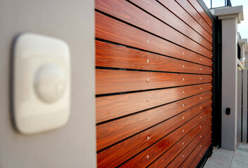 Automatic sliding front gate at modern villa