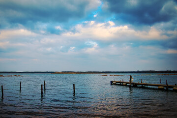 Sunset over the Lake - Landscape - Beautiful - Sunrise over Sea - Colorful - Reed - Clouds - Sky - Sundown - Sun