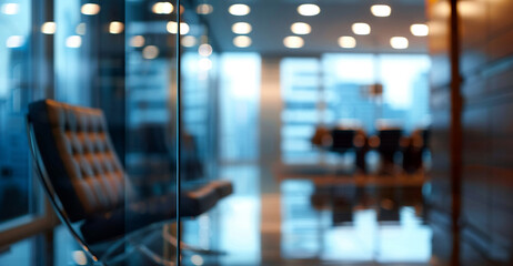 Sleek office interior artfully blurred for a professional presentation background exuding corporate elegance