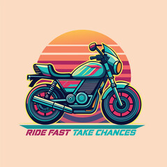 Motorcycle t-shirt print design. Vintage motorcycle vector illustration.