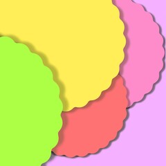 Yellow green pink red paper cut circle shaped layer background