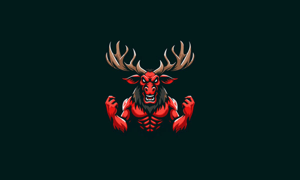 head moose devil vector illustration logo design