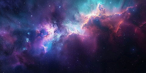 background with space,Clouds streak across the Milky Way, galaxy with stars on night starry sky Panorama view universe space,purple teal blue galaxy nebula cosmos banner poster background