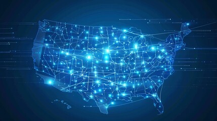 Fototapeta premium Digital map of USA, concept of American global network and connectivity