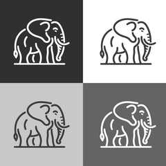 Simple minimalist elephant logo with a monochrome background
