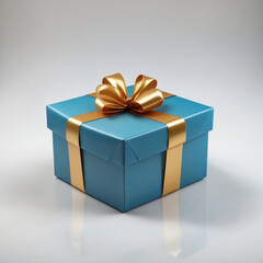 Blue gift box with ribbon blue and golden colours