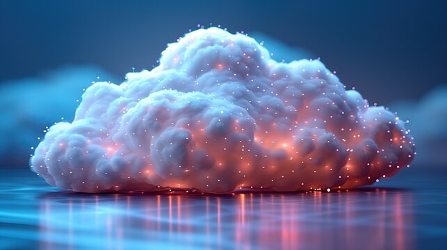 The concept of cloud computing White cloud symbol connected to cable network Online global connectivity concept