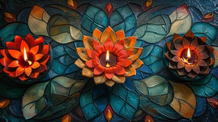Diwali mandala and candles