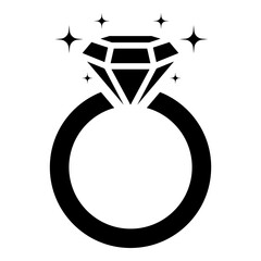 Diamond engagement ring icon, diamond wedding ring