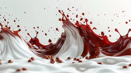 Foto op Plexiglas Milk and chocolate splashing together © PT