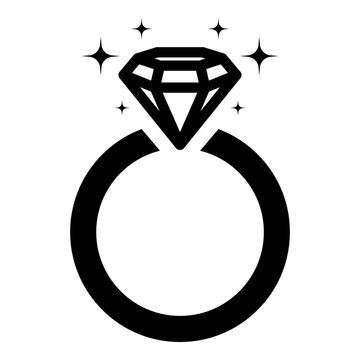 Diamond engagement ring icon, diamond wedding ring