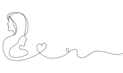 continuous single line drawing of women's day, line art vector illustration