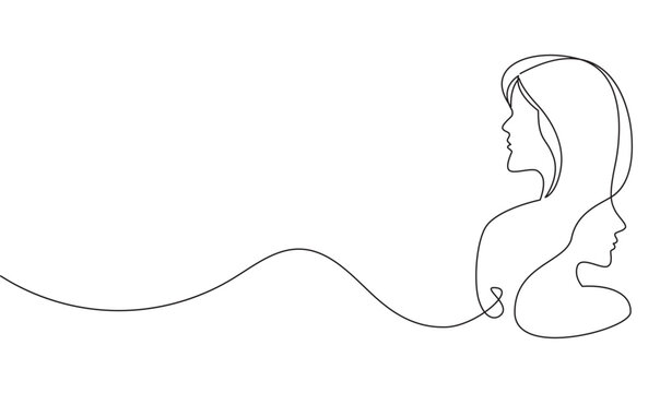 recommend clip art: continuous single line drawing of women's day, line art vector illustration