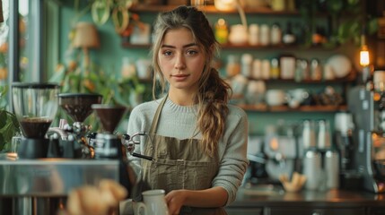 female barista in a cafe