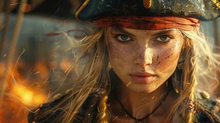 Naklejka premium female pirate