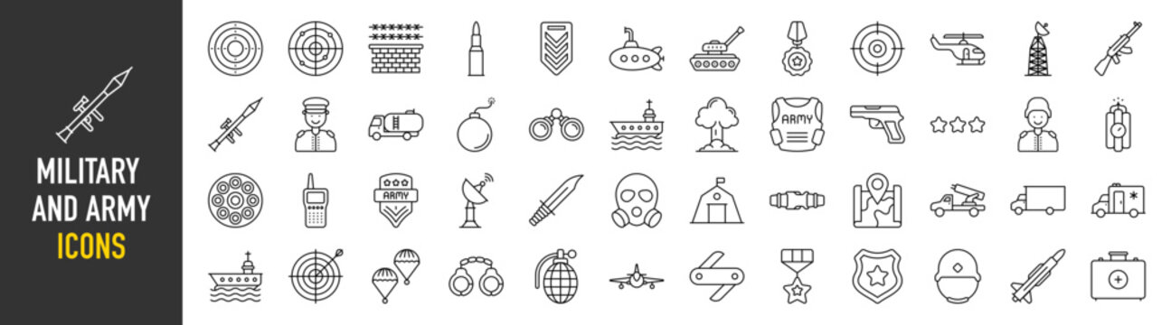 Military And Army icons vector illustration