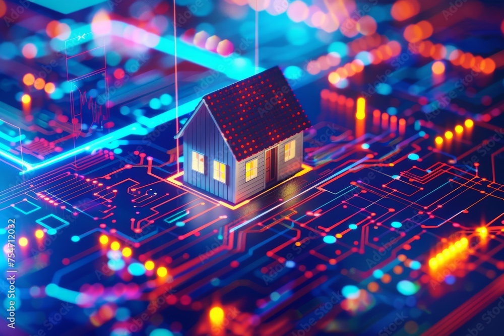 Poster exploring sustainable urban development through smart home systems and eco friendly building practic