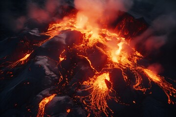 Closeup of a volcanic eruption