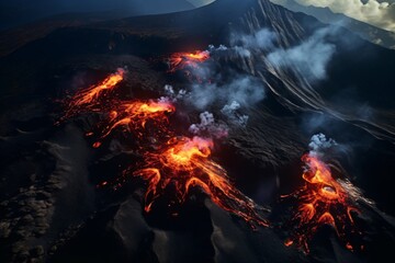 Closeup of a volcanic eruption