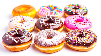 Assorted Glazed Doughnuts Arranged on a Table