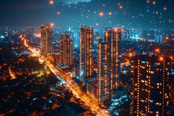 Fototapeta premium Innovative Urban Living: Online Smart Home Devices and Highrise Automation—A Pathway to Sustainable and Efficient Urban Ecosystems