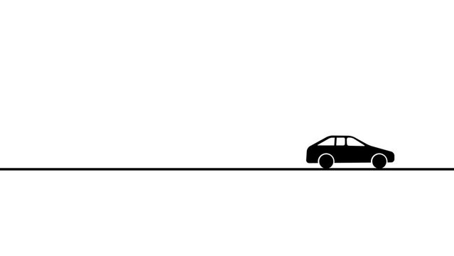 Car icon animation. flat style liner car moving animation.