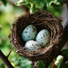 Naklejka na ściany i meble Bird Eggs Nestled in Nature