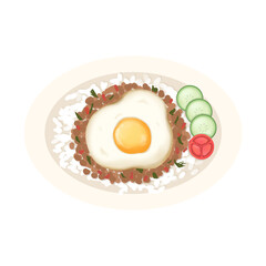 Stir-fried pork with basil and fried egg