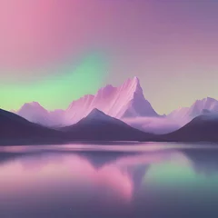 Fotobehang Pastel sky with aurora landscape with smooth color transition. © Pram