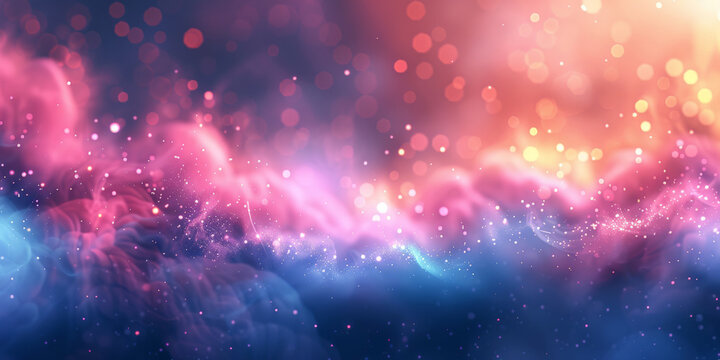 pink and blue soft clouds  sky watercolor background.red and blue white background with stars in dust, red blue glitter sparkle , circle bokeh, defocused, blue red space galaxy , nebula, cosmos banner
