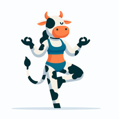 Cow Wear fitness outfits, doing exercise and yoga poses, Funny and Cool, Design for Yoga Lover, Svg Eps Vector illustration