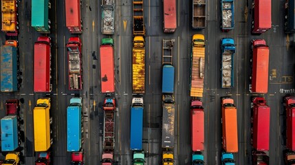 Logistics cars lined up neatly