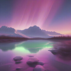 Fototapeta na wymiar Pastel sky with aurora scenery with smooth color transition.