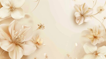 Minimalistic design invitation card with beige flowers