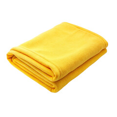 Yellow folded towel isolated on a transparent background.