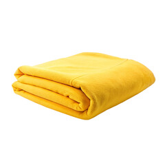 Yellow folded towel isolated on a transparent background.