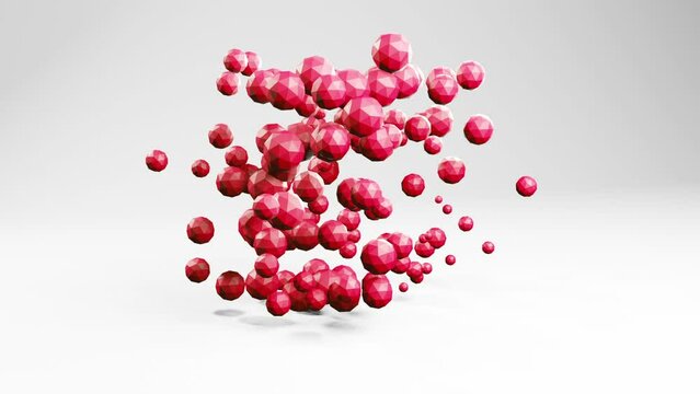Cube made of spheres 3d render motion graphics animation. Technology or business concept background