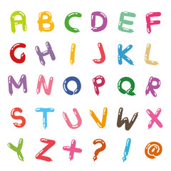 風船型のアルファベットのカラフル書体