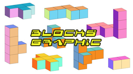 set  of blocks graphic y2k color
