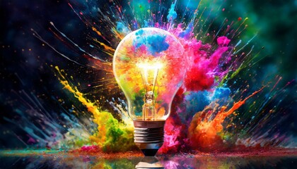 Eureka Burst: Capturing the Impactful and Inspiring Moment of Creativity with a Colourful Explosion of Paint Energy"